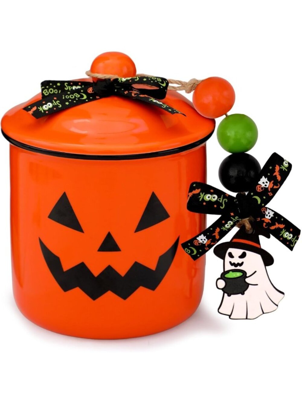Halloween Ceramic Canister - Mini Candy & Cookie Jar for Festive Decor